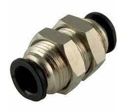 Equal Bulkhead With Metric Nut Tube x Tube Micro Metal Imperial Pneumatic Push-In Fitting