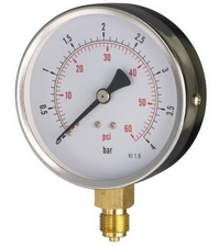 Dry Pressure Gauge, 100mm Face, 1/2
