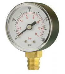 Dry Pressure Gauge, 50mm Face, 1/4