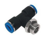 BSP Male Centre Leg Tee Stud x Tube Metal Pneumatic Push-In Fitting