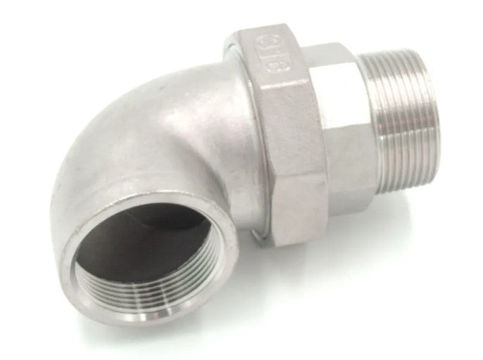 BSPT Male x BSP Female Conical Seat 90 Deg Elbow Union 150lb 316 Stainless Steel Pipe Fitting