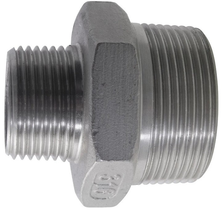 BSPT Male Hexagonal Reducing Nipple 150LB 316 Stainless Steel Pipe Fitting