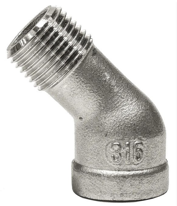 NPT Male x NPT Female Street 45 Deg Elbow 150LB 316 Stainless Steel Pipe Fitting