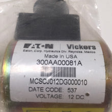 Cargar imagen en el visor de la galería, Válvula de control de caudal solenoide Vickers SV-10-C-0-12DG de Danfoss Eaton, 12 V CC (bobina: 300AA00081A, válvula: SV3-10-C-0-00) 
