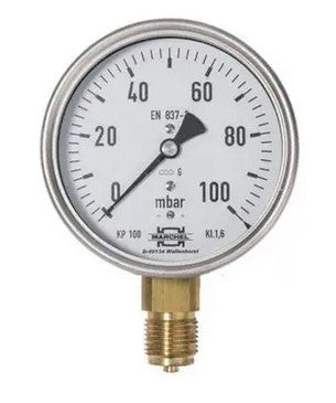 Heinz Marchel KP100-100-G1/2B - XP126902 Analog Pressure Gauge  0-100 Bar KP 100 Series 1/2 BSP 100mm Face