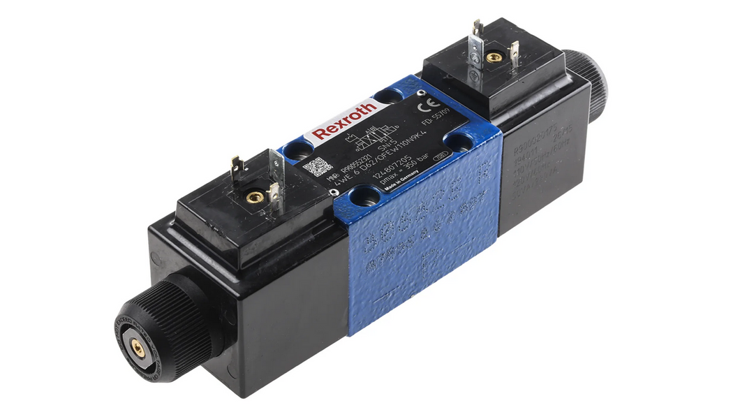 Válvula de control direccional CETOP tridireccional de 110 V CA accionada por solenoide Bosch Rexroth R900552321 - 4WE 6 D6X/OFEW110N9K4 