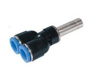 Y Piece Stem x Tube Connector Metal Pneumatic Push-In Fitting