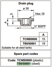 Load image into Gallery viewer, Hydronit TB050801 1/2&quot; BSP Male Steel Drain Plug
